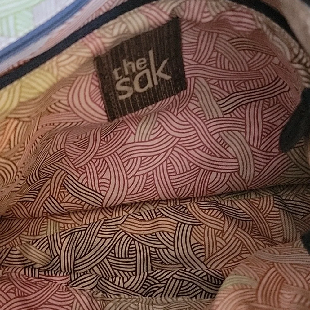 The Sak Navy Blue Leather Hobo with Brown Braided Strap